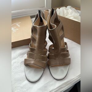 Christian Louboutin Brown and White Strappy Heels 👠